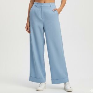 J. Crew Vintage Y2K Low Rise Wide-Leg Cuffed Pant Icy Pale Blue Size 8